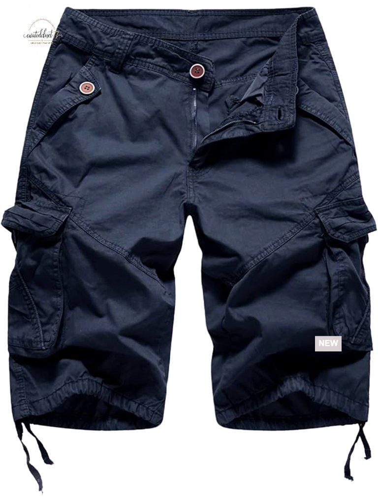 Cotton Cargo Shorts With Multi-Pockets For Hiking And Outdoor Activities
